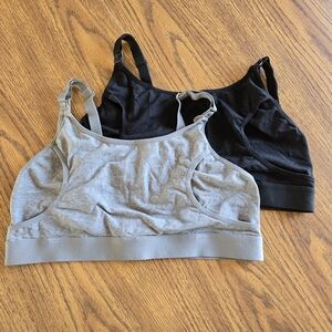 Wireless Maternity/Nursing Sleep Bra - Black & Gray
